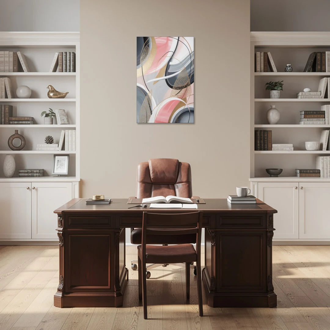 Elegant Opulence Pink and Grey Abstract - Canvas Wall Art - Office - 24x36