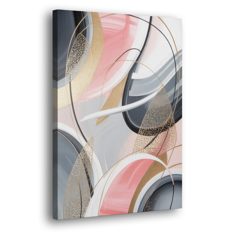 Elegant Opulence Pink and Grey Abstract - Canvas Wall Art - Side