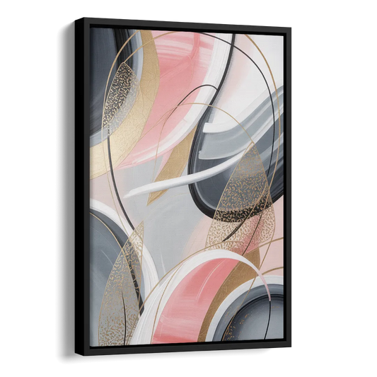 Elegant Opulence Pink and Grey Abstract Side - Black Canvas Wall Art