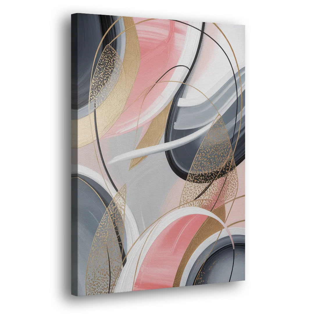 Elegant Opulence Pink and Grey Abstract Side - Canvas Wall Art