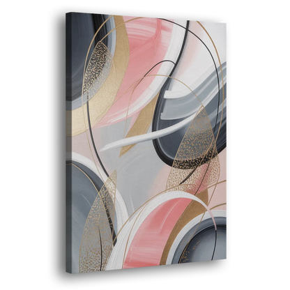 Elegant Opulence Pink and Grey Abstract Side - Canvas Wall Art