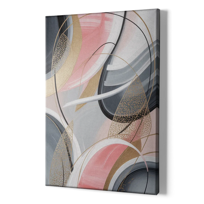 Elegant Opulence Pink and Grey Abstract - Canvas Print Art Sides