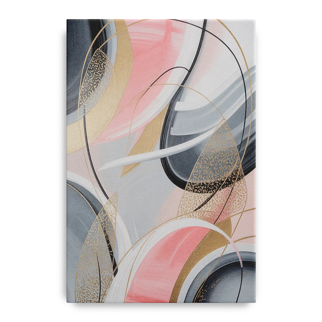 Elegant Opulence Pink and Grey Abstract Front - Canvas Wall Art