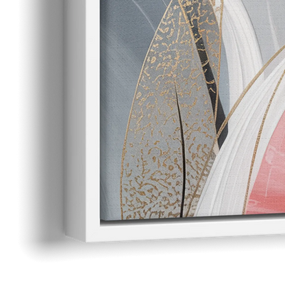 Elegant Opulence Pink and Grey Abstract - Close-Up White Frame Canvas