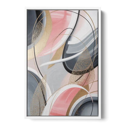 Elegant Opulence Pink and Grey Abstract - White Frame Canvas