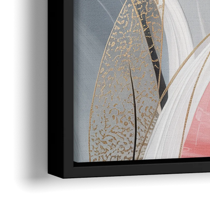 Elegant Opulence Pink and Grey Abstract - Close-Up Black Frame Canvas