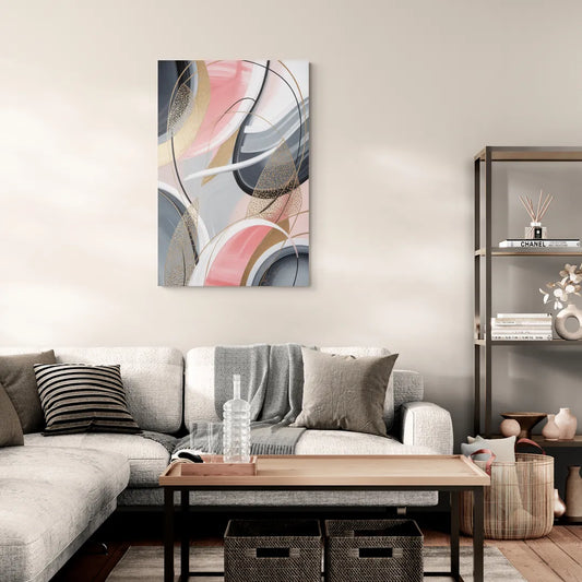 Elegant Opulence Pink and Grey Abstract - Canvas Wall Art Living Room