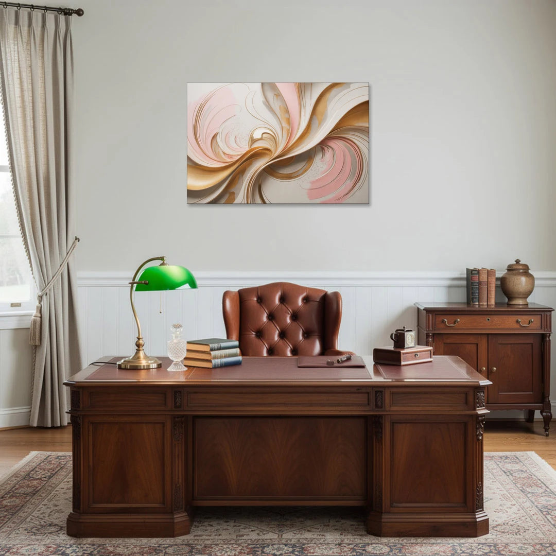 Elegant Radiance Pink and Gold Abstract - Canvas Wall Art - Office - 36x24