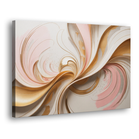 Elegant Radiance Pink and Gold Abstract - Canvas Wall Art - Side