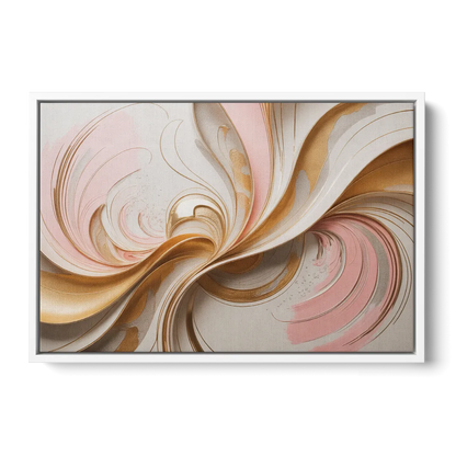 Elegant Radiance Pink and Gold Abstract Front - White Canvas Wall Art