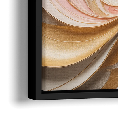 Elegant Radiance Pink and Gold Abstract - Close-Up Black Frame Canvas