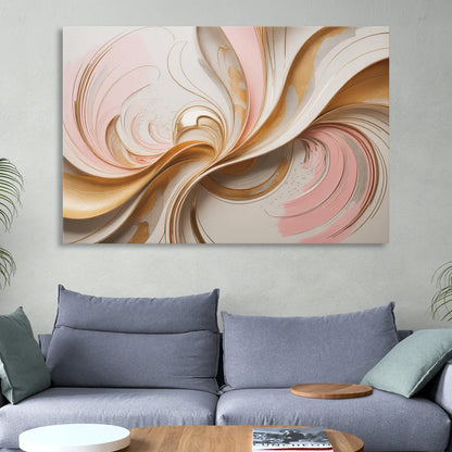 Elegant Radiance Pink and Gold Abstract Sitting Room - Canvas Wall Art