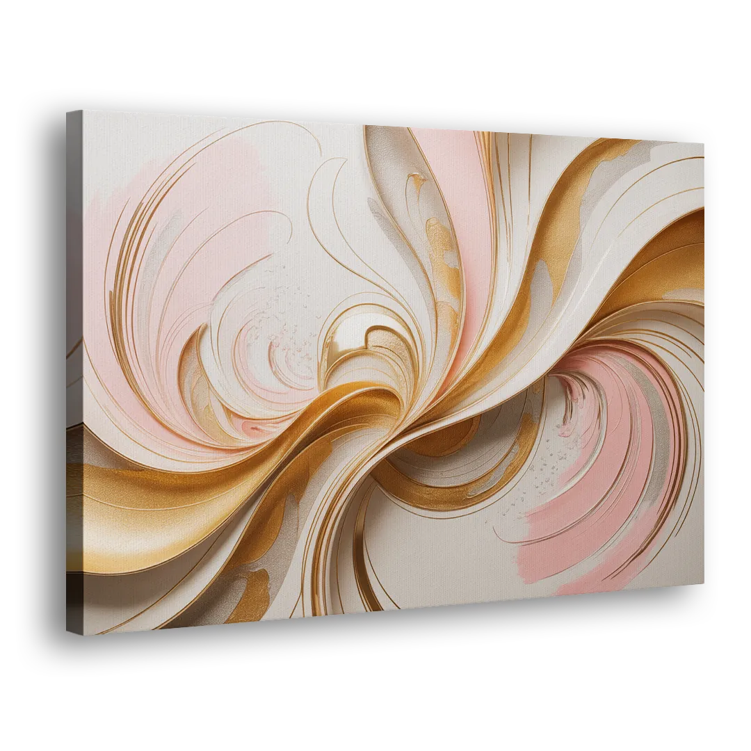 Elegant Radiance Pink and Gold Abstract Side - Canvas Wall Art