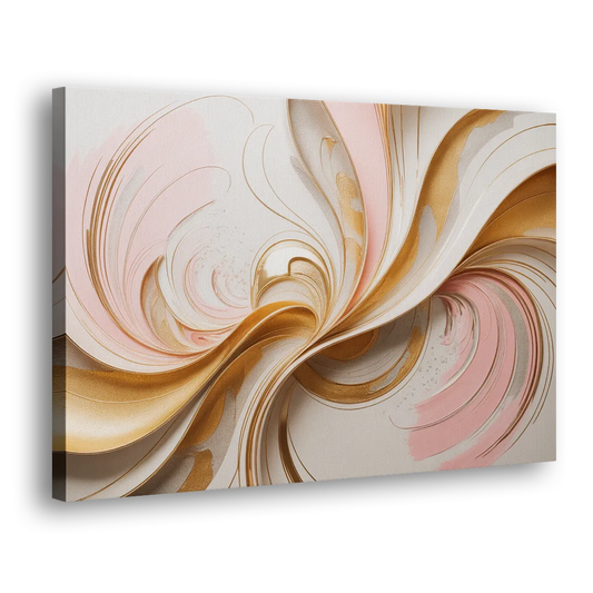 Elegant Radiance Pink and Gold Abstract Side - Canvas Wall Art
