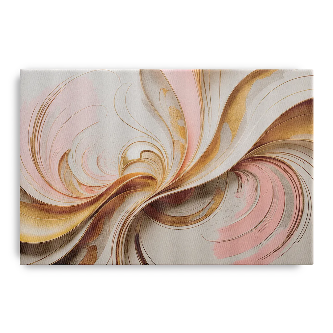Elegant Radiance Pink and Gold Abstract Front - Canvas Wall Art