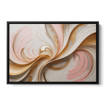 Elegant Radiance Pink and Gold Abstract Front - Black Canvas Wall Art