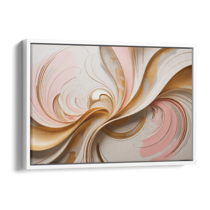 Elegant Radiance Pink and Gold Abstract Side - White Canvas Wall Art
