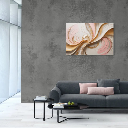 Elegant Radiance Pink and Gold Abstract - Canvas Wall Art Living Room