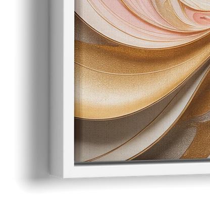 Elegant Radiance Pink and Gold Abstract - Close-Up White Frame Canvas