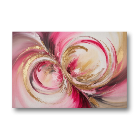 Elegant Swirl Pink and Gold Abstract - Canvas Wall Art - Front