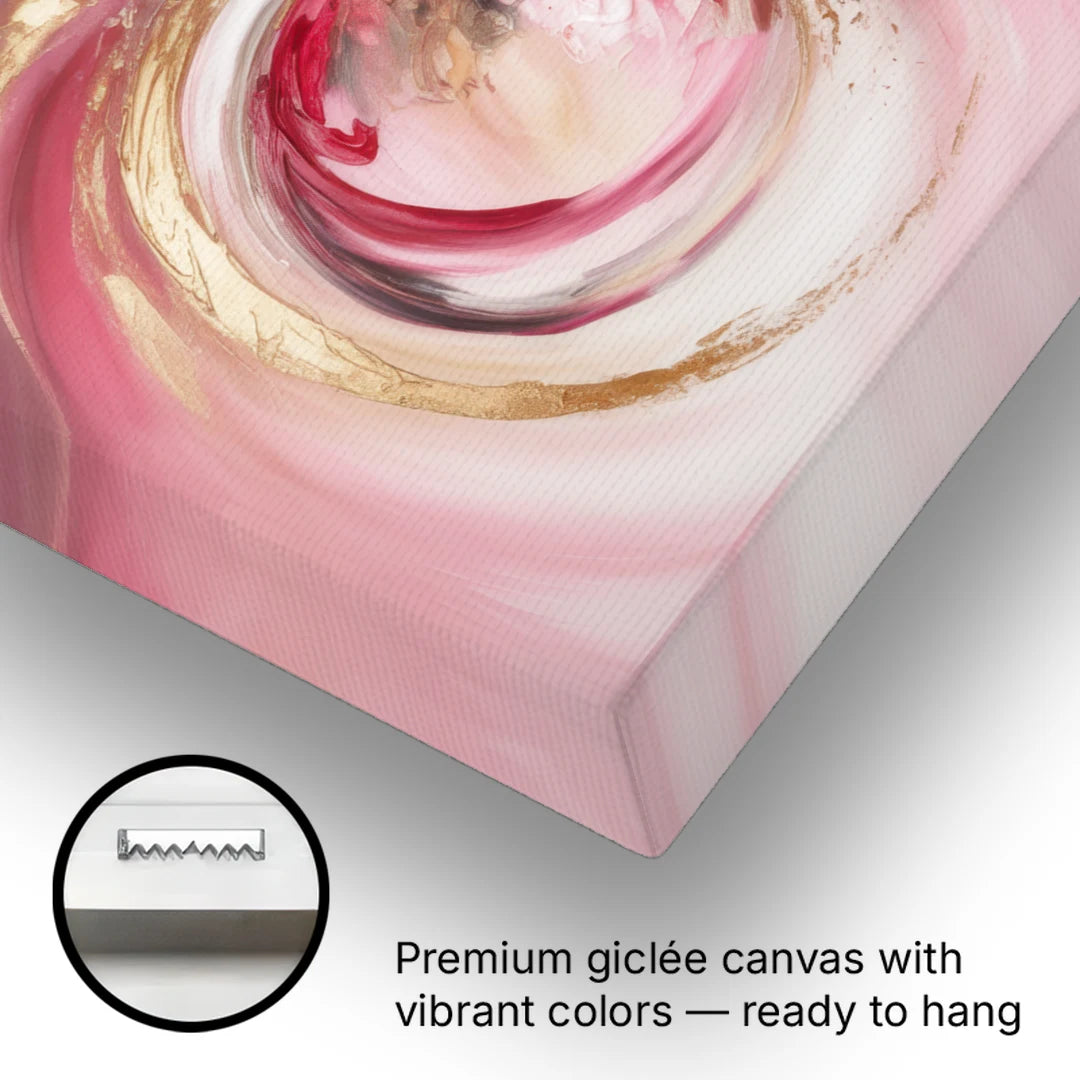 Elegant Swirl Pink and Gold Abstract - Canvas Wall Art - Gallery Wrap Corner