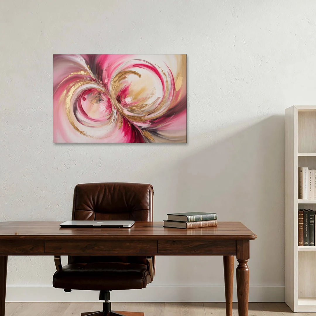 Elegant Swirl Pink and Gold Abstract - Canvas Wall Art - Office - 36x24
