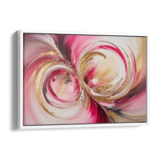 Elegant Swirl Pink and Gold Abstract Side - White Canvas Wall Art