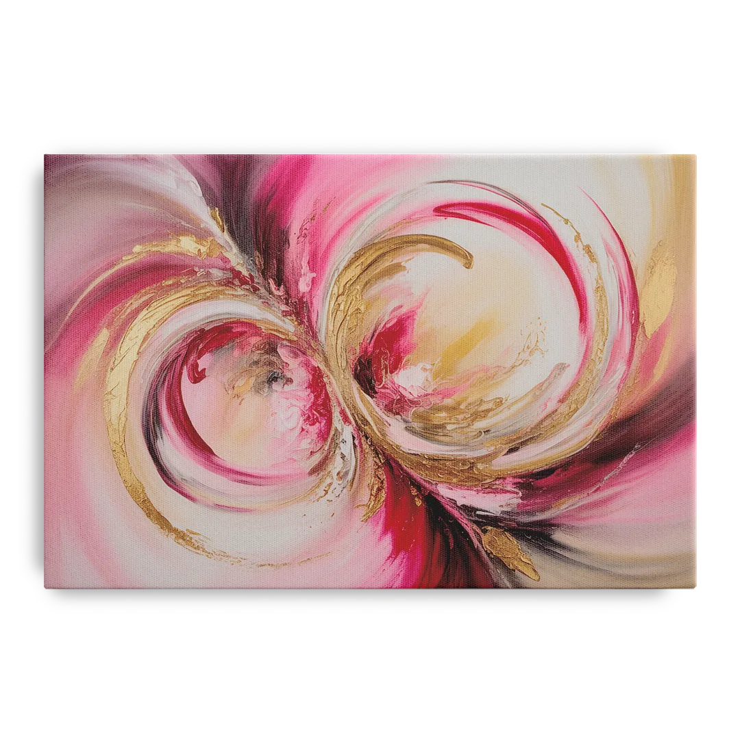 Elegant Swirl Pink and Gold Abstract Front - Canvas Wall Art