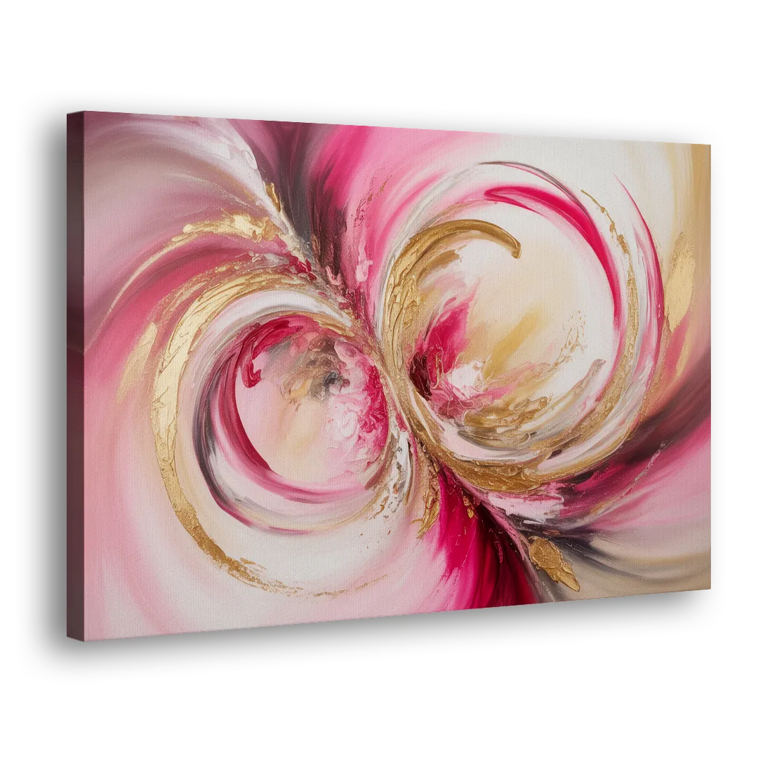 Elegant Swirl Pink and Gold Abstract Side - Canvas Wall Art