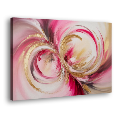 Elegant Swirl Pink and Gold Abstract Side - Canvas Wall Art