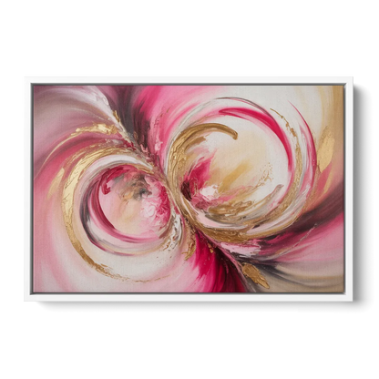 Elegant Swirl Pink and Gold Abstract - White Frame Canvas