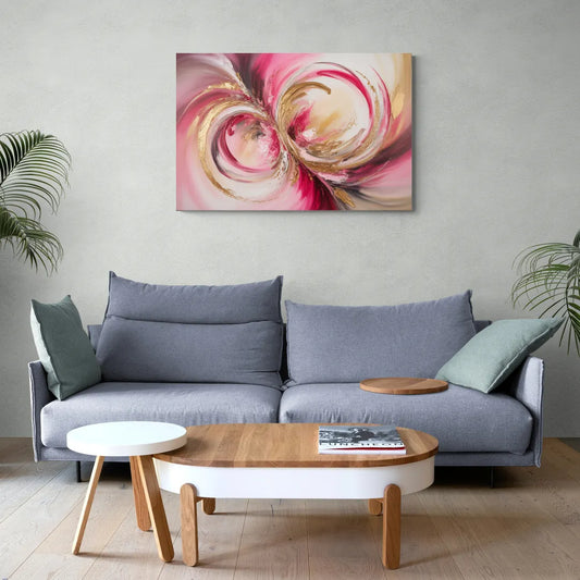 Elegant Swirl Pink and Gold Abstract - Canvas Wall Art Living Room