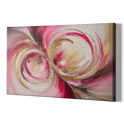 Elegant Swirl Pink and Gold Abstract - Canvas Print Art Sides