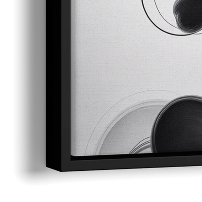 Elegant Swirls Black and White Abstract - Close-Up Black Frame Canvas