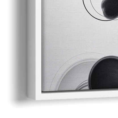 Elegant Swirls Black and White Abstract - Close-Up White Frame Canvas