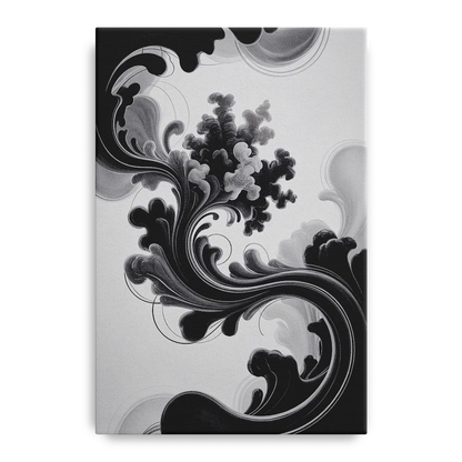 Elegant Swirls Black and White Abstract Front - Canvas Wall Art