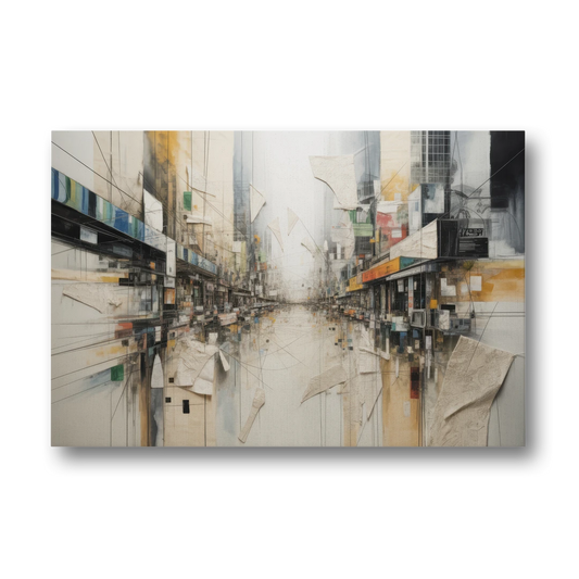 Elegant Urban Layers White Abstract - Canvas Wall Art - Front