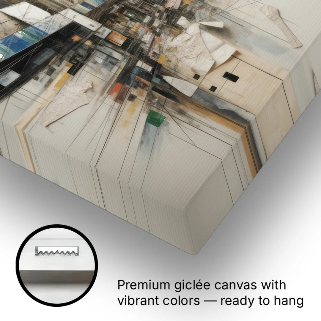 Elegant Urban Layers White Abstract - Canvas Wall Art - Gallery Wrap Corner