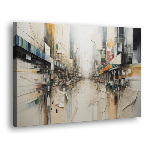 Elegant Urban Layers White Abstract - Canvas Wall Art - Side