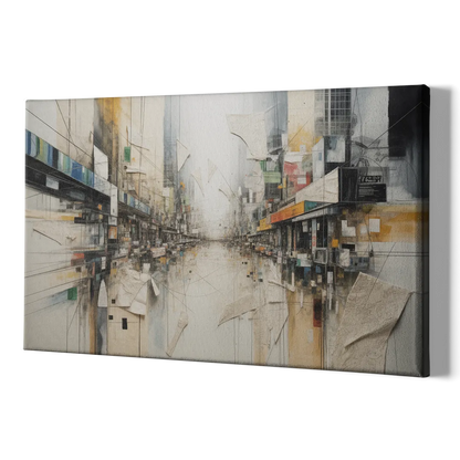 Elegant Urban Layers White Abstract - Canvas Print Art Sides