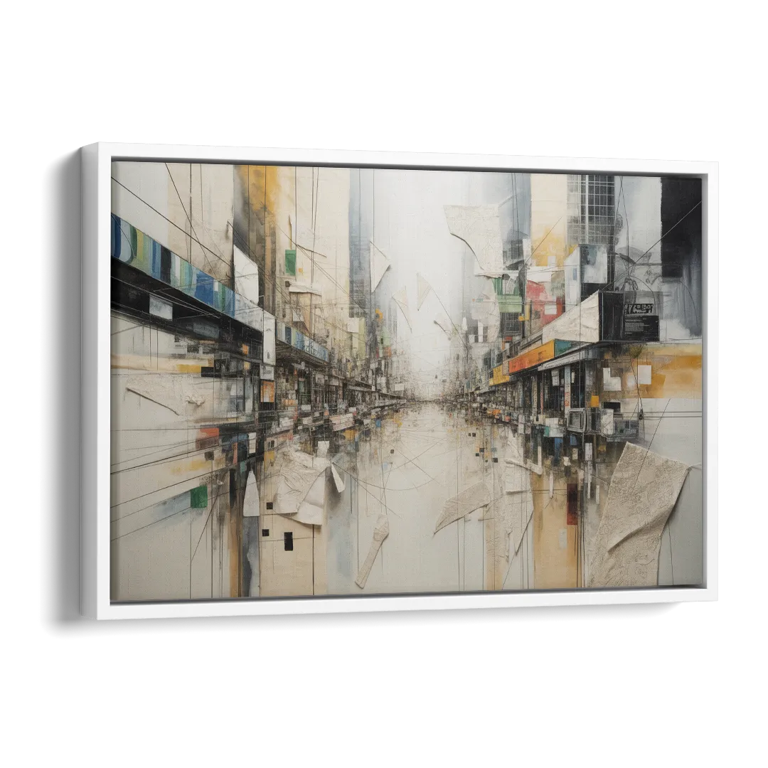 Elegant Urban Layers White Abstract Side - White Canvas Wall Art