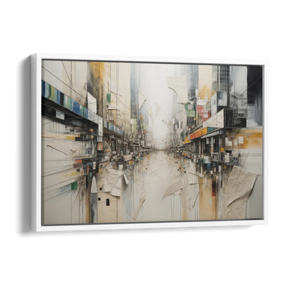 Elegant Urban Layers White Abstract Side - White Canvas Wall Art