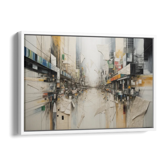 Elegant Urban Layers White Abstract Side - White Canvas Wall Art