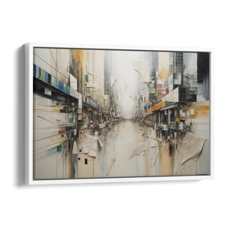 Elegant Urban Layers White Abstract Side - White Canvas Wall Art