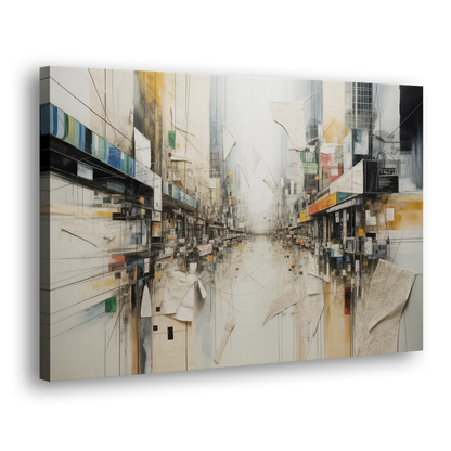 Elegant Urban Layers White Abstract Side - Canvas Wall Art