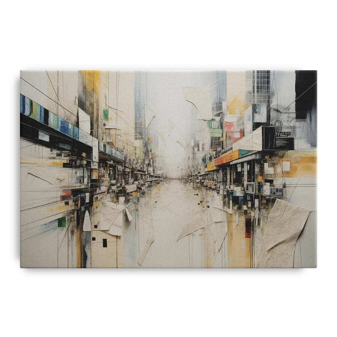 Elegant Urban Layers White Abstract Front - Canvas Wall Art