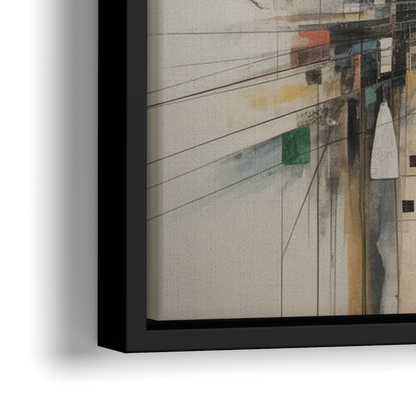 Elegant Urban Layers White Abstract - Close-Up Black Frame Canvas