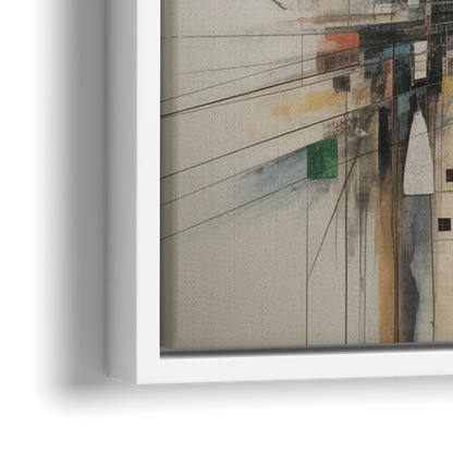 Elegant Urban Layers White Abstract - Close-Up White Frame Canvas