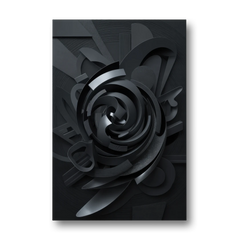Elegant Vortex Swirl Black Abstract - Canvas Wall Art - Front
