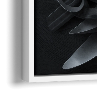 Elegant Vortex Swirl Black Abstract - Close-Up White Frame Canvas